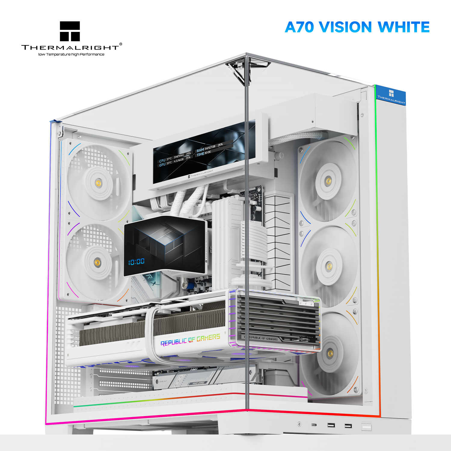 A70 Vision Thermalright A70 VISION WHITE – מארז מחשב פנורמי לבן עם תצוגת זכוכית ...